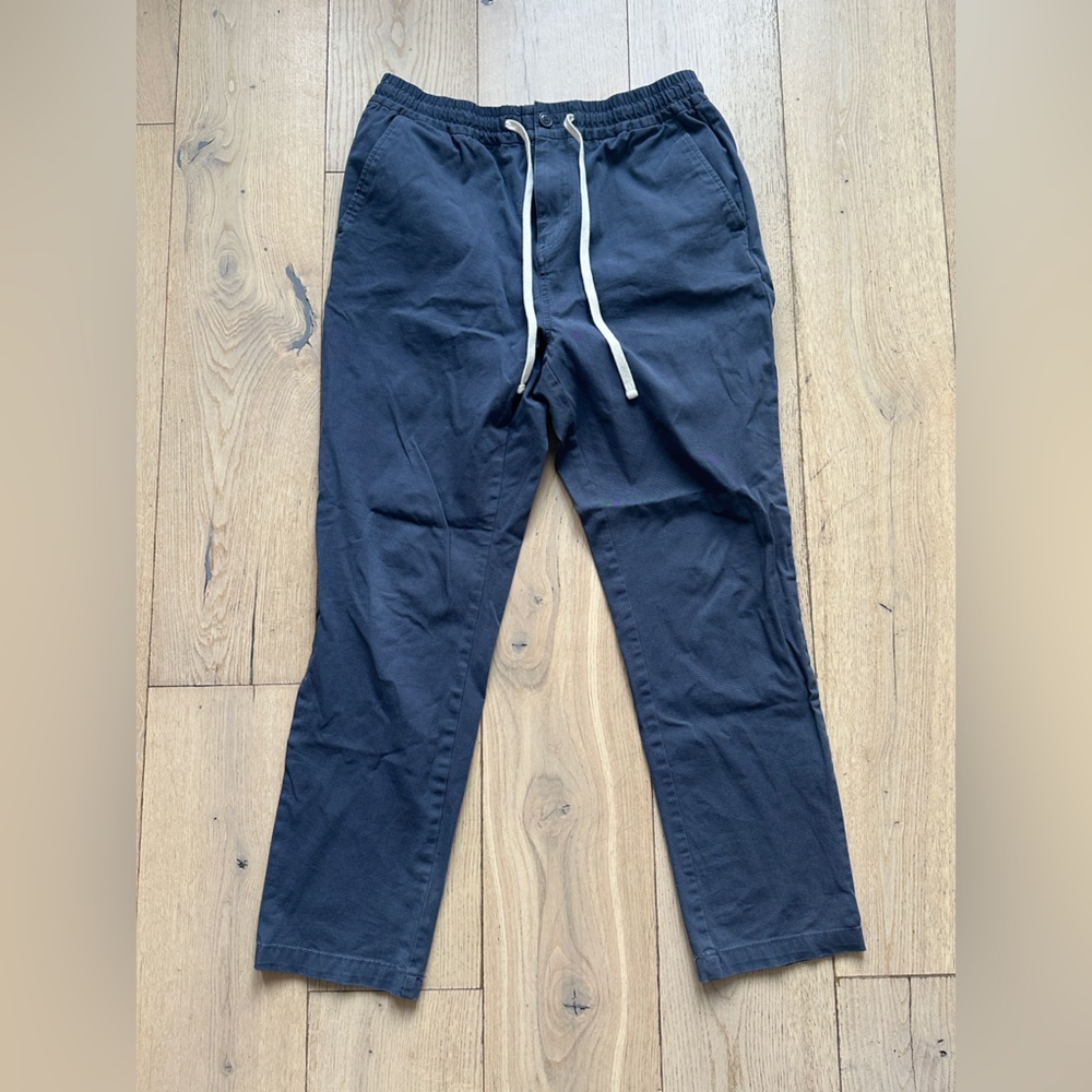 Men’s J Crew Light Navy Cordura Dock Pants Elastic Waist Size M Drawstring